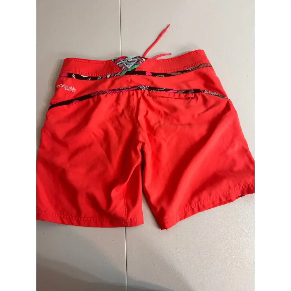 Columbia PFG board shorts Omni-Shade lace velcro front close pockets coral Sz 6